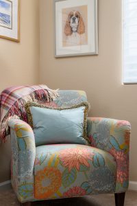 reupholstered chair right at home interiors